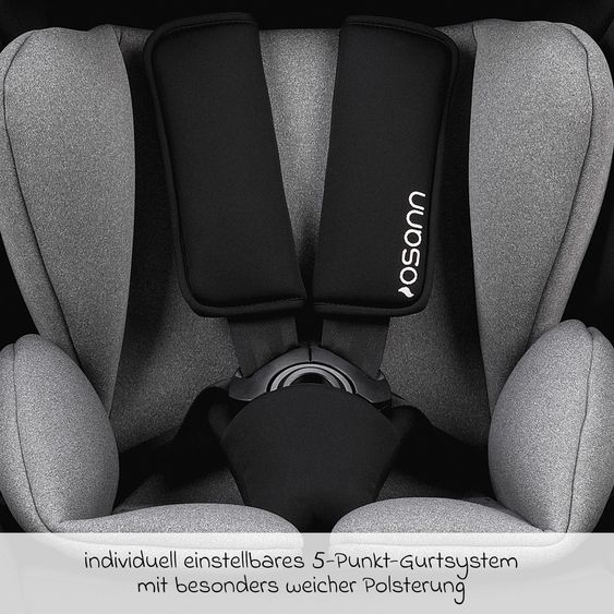 Osann Flux Isofix i-Size child car seat from 9 months - 12 years (76 cm - 150 cm) with Isofix & Top-Tether - Grey Melange