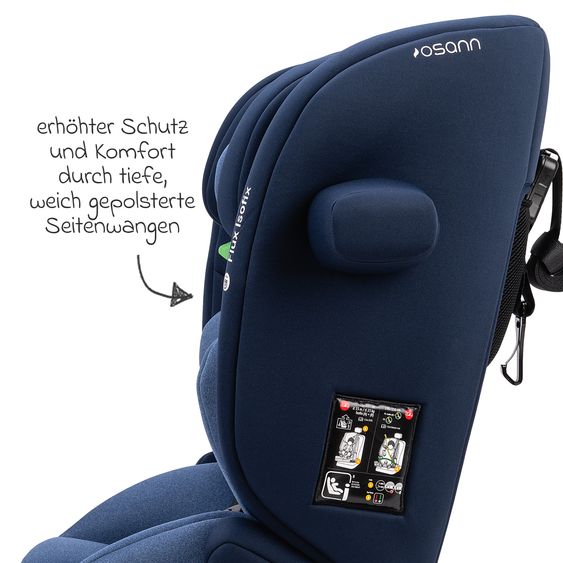 Osann Flux Isofix i-Size child car seat from 9 months - 12 years (76 cm - 150 cm) with Isofix & Top-Tether - Navy Melange