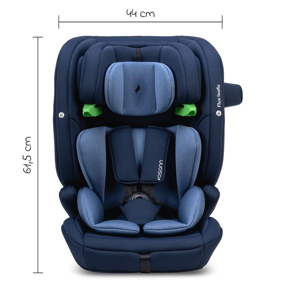 Osann Flux Isofix i-Size child car seat from 9 months - 12 years (76 cm - 150 cm) with Isofix & Top-Tether - Navy Melange