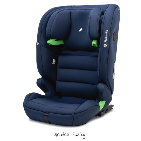 Osann Flux Isofix i-Size child car seat from 9 months - 12 years (76 cm - 150 cm) with Isofix & Top-Tether - Navy Melange