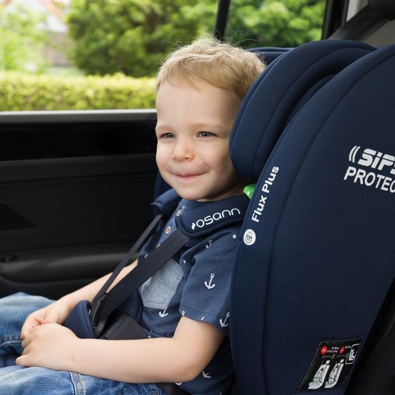 Osann Flux Isofix i-Size child car seat from 9 months - 12 years (76 cm - 150 cm) with Isofix & Top-Tether - Navy Melange