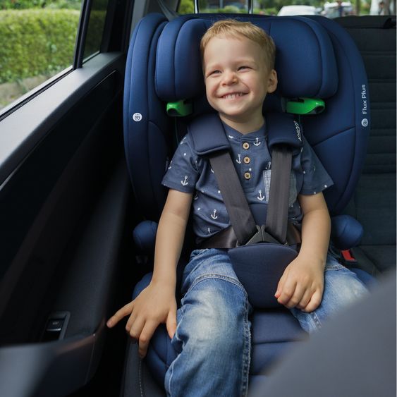 Osann Flux Isofix i-Size child car seat from 9 months - 12 years (76 cm - 150 cm) with Isofix & Top-Tether - Navy Melange