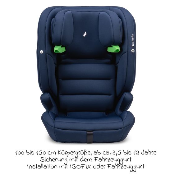 Osann Flux Isofix i-Size child car seat from 9 months - 12 years (76 cm - 150 cm) with Isofix & Top-Tether - Navy Melange