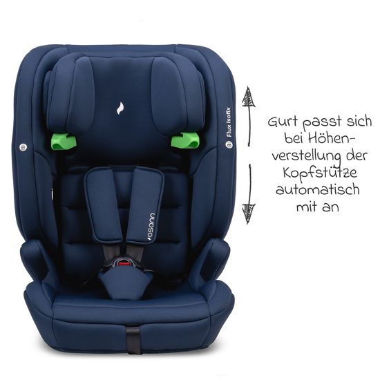 Osann Flux Isofix i-Size child car seat from 9 months - 12 years (76 cm - 150 cm) with Isofix & Top-Tether - Navy Melange