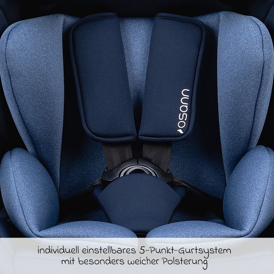 Osann Flux Isofix i-Size child car seat from 9 months - 12 years (76 cm - 150 cm) with Isofix & Top-Tether - Navy Melange