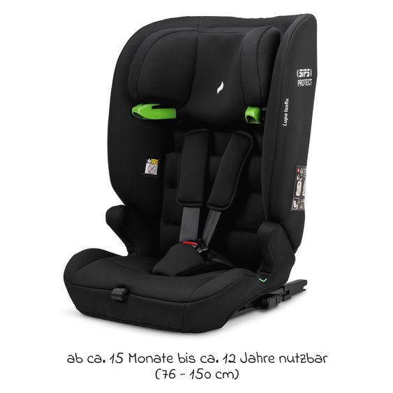 Osann Kindersitz Lupo Isofix i-Size ab 15 Monate - 12 Jahre (76 cm - 150) mit Isofix & Top-Tether - Black