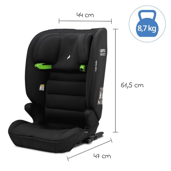 Osann Kindersitz Lupo Isofix i-Size ab 15 Monate - 12 Jahre (76 cm - 150) mit Isofix & Top-Tether - Black