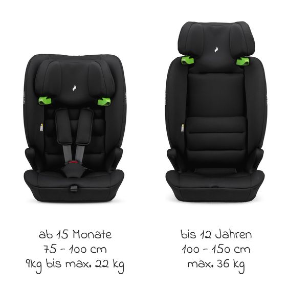 Osann Kindersitz Lupo Isofix i-Size ab 15 Monate - 12 Jahre (76 cm - 150) mit Isofix & Top-Tether - Black