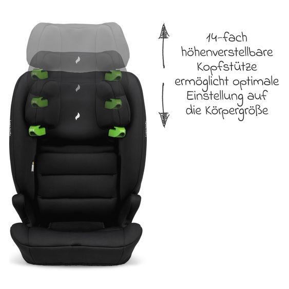 Osann Kindersitz Lupo Isofix i-Size ab 15 Monate - 12 Jahre (76 cm - 150) mit Isofix & Top-Tether - Black