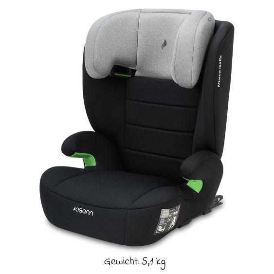 Osann Kindersitz Musca Isofix i-Size ab 3 Jahre - 12 Jahre (100 cm - 150 cm) mit Isofix - Grey Melange