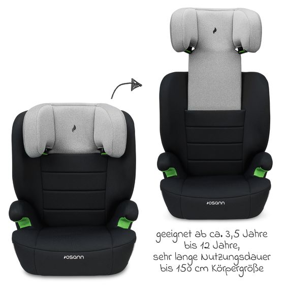 Osann Kindersitz Musca Isofix i-Size ab 3 Jahre - 12 Jahre (100 cm - 150 cm) mit Isofix - Grey Melange