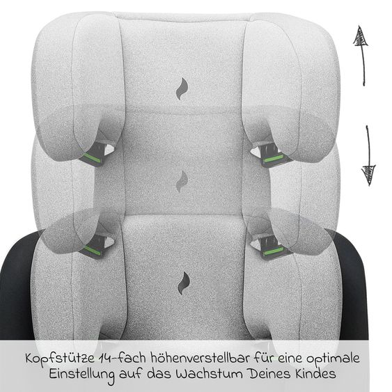 Osann Kindersitz Musca Isofix i-Size ab 3 Jahre - 12 Jahre (100 cm - 150 cm) mit Isofix - Grey Melange