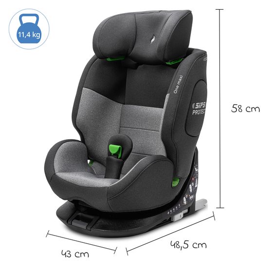Osann Kindersitz One maxi ab 3 Jahre - 12 Jahre (100 cm - 150 cm) drehbar bis 180° inkl. Isofix-Basis - Universe Grey