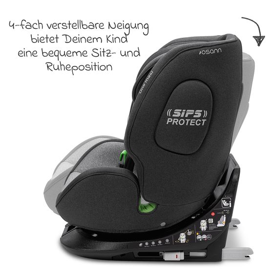 Osann Kindersitz One maxi ab 3 Jahre - 12 Jahre (100 cm - 150 cm) drehbar bis 180° inkl. Isofix-Basis - Universe Grey