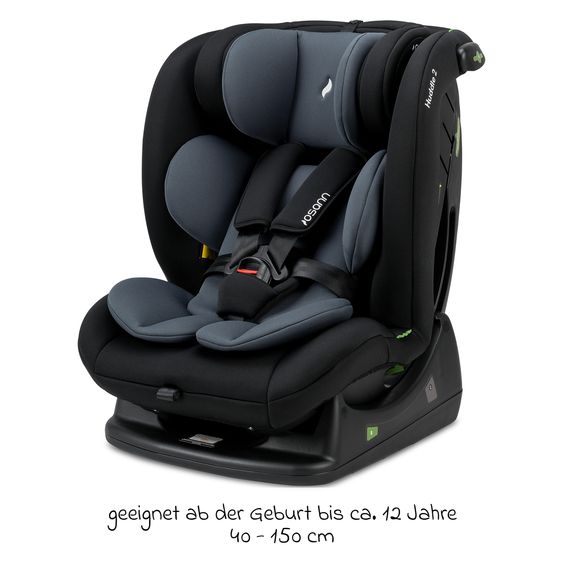 Osann Kindersitz-Reboarder Huddle 2 i-Size ab Geburt -12 Jahre (40 cm - 150 cm) Befestigung mit Fahrzeuggurt - Nero