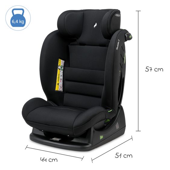 Osann Kindersitz-Reboarder Huddle 2 i-Size ab Geburt -12 Jahre (40 cm - 150 cm) Befestigung mit Fahrzeuggurt - Nero