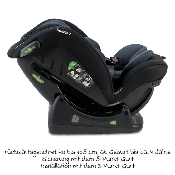 Osann Kindersitz-Reboarder Huddle 2 i-Size ab Geburt -12 Jahre (40 cm - 150 cm) Befestigung mit Fahrzeuggurt - Nero