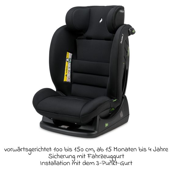 Osann Kindersitz-Reboarder Huddle 2 i-Size ab Geburt -12 Jahre (40 cm - 150 cm) Befestigung mit Fahrzeuggurt - Nero
