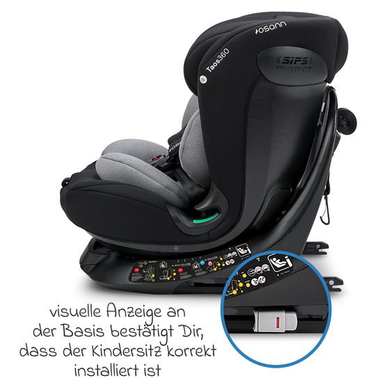 Osann Child seat reboarder Taos 360 from birth - 12 years (40 cm - 150 cm) rotatable incl. Isofix base & top tether - Grey Melange