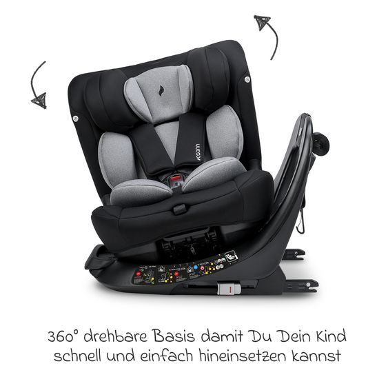 Osann Child seat reboarder Taos 360 from birth - 12 years (40 cm - 150 cm) rotatable incl. Isofix base & top tether - Grey Melange
