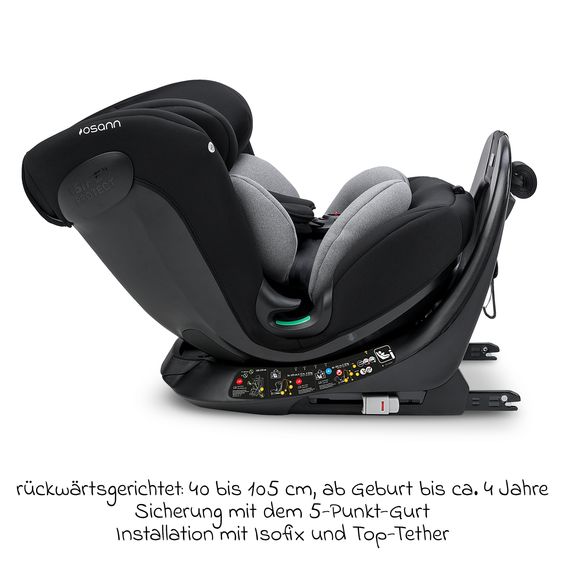 Osann Child seat reboarder Taos 360 from birth - 12 years (40 cm - 150 cm) rotatable incl. Isofix base & top tether - Grey Melange