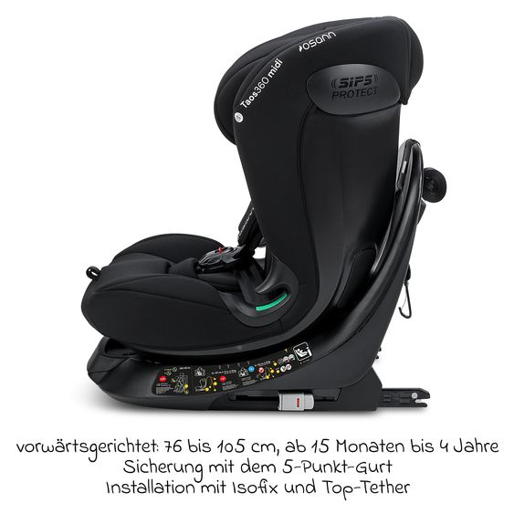 Osann Child seat Taos 360 midi 15 months - 12 years (76 cm - 150 cm) rotatable incl. Isofix base & Toptether - Black