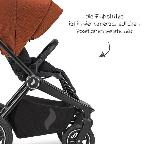 Osann Kombi-Kinderwagen Vamos bis 22 kg belastbar mit Luftreifen, Teleskopschieber, umsetzbare Sitzeinheit, Babywanne mit Matratze, Insektenschutz & Regenschutz - Caramel