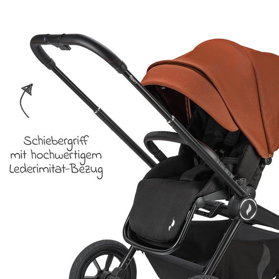 Osann Kombi-Kinderwagen Vamos bis 22 kg belastbar mit Luftreifen, Teleskopschieber, umsetzbare Sitzeinheit, Babywanne mit Matratze, Insektenschutz & Regenschutz - Caramel