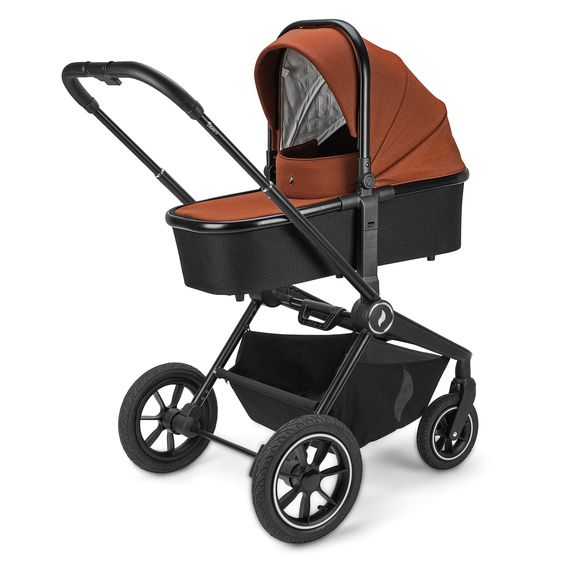 Osann Kombi-Kinderwagen Vamos bis 22 kg belastbar mit Luftreifen, Teleskopschieber, umsetzbare Sitzeinheit, Babywanne mit Matratze, Insektenschutz & Regenschutz - Caramel