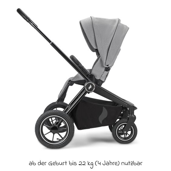 Osann Kombi-Kinderwagen Vamos bis 22 kg belastbar mit Luftreifen, Teleskopschieber, umsetzbare Sitzeinheit, Babywanne mit Matratze, Insektenschutz & Regenschutz - Cloud