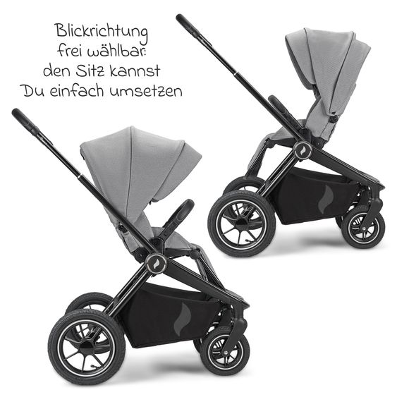Osann Kombi-Kinderwagen Vamos bis 22 kg belastbar mit Luftreifen, Teleskopschieber, umsetzbare Sitzeinheit, Babywanne mit Matratze, Insektenschutz & Regenschutz - Cloud