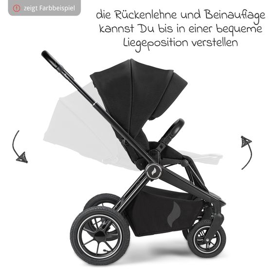 Osann Kombi-Kinderwagen Vamos bis 22 kg belastbar mit Luftreifen, Teleskopschieber, umsetzbare Sitzeinheit, Babywanne mit Matratze, Insektenschutz & Regenschutz - Cloud