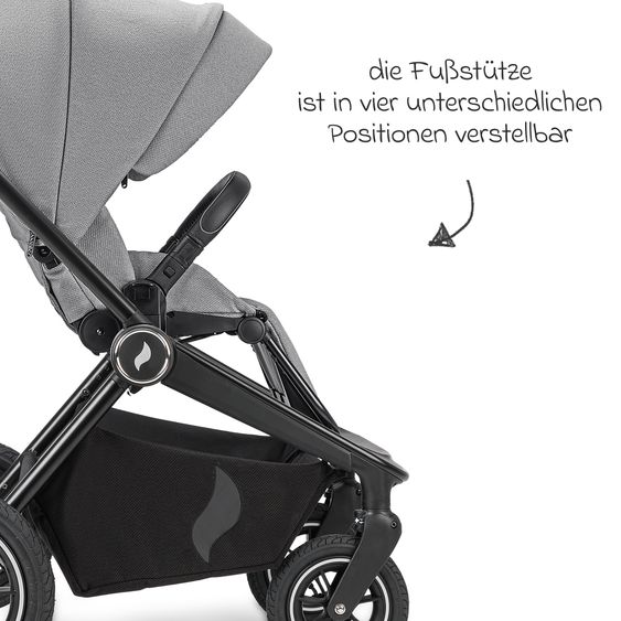 Osann Kombi-Kinderwagen Vamos bis 22 kg belastbar mit Luftreifen, Teleskopschieber, umsetzbare Sitzeinheit, Babywanne mit Matratze, Insektenschutz & Regenschutz - Cloud