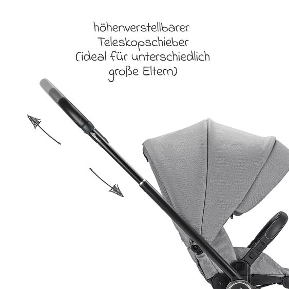 Osann Kombi-Kinderwagen Vamos bis 22 kg belastbar mit Luftreifen, Teleskopschieber, umsetzbare Sitzeinheit, Babywanne mit Matratze, Insektenschutz & Regenschutz - Cloud