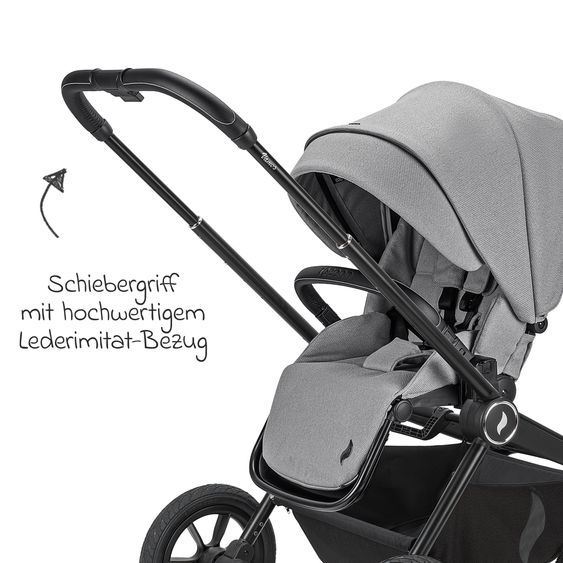 Osann Kombi-Kinderwagen Vamos bis 22 kg belastbar mit Luftreifen, Teleskopschieber, umsetzbare Sitzeinheit, Babywanne mit Matratze, Insektenschutz & Regenschutz - Cloud
