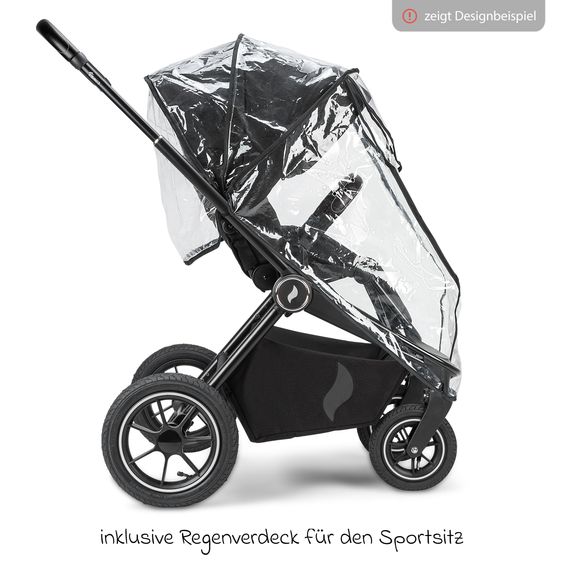 Osann Kombi-Kinderwagen Vamos bis 22 kg belastbar mit Luftreifen, Teleskopschieber, umsetzbare Sitzeinheit, Babywanne mit Matratze, Insektenschutz & Regenschutz - Cloud