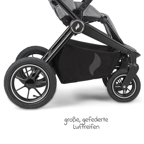 Osann Kombi-Kinderwagen Vamos bis 22 kg belastbar mit Luftreifen, Teleskopschieber, umsetzbare Sitzeinheit, Babywanne mit Matratze, Insektenschutz & Regenschutz - Cloud