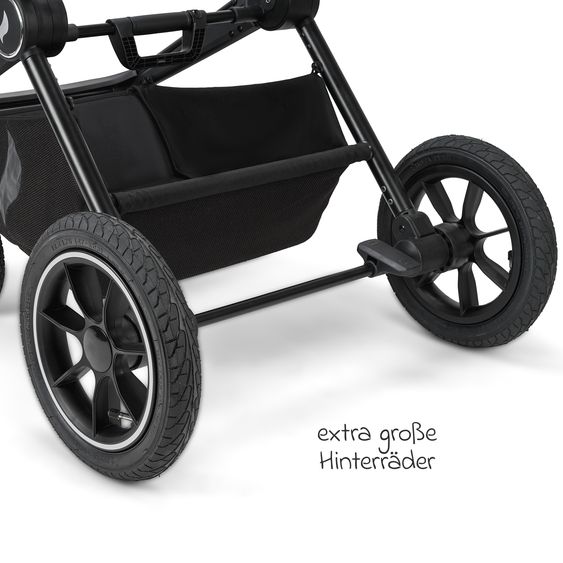 Osann Kombi-Kinderwagen Vamos bis 22 kg belastbar mit Luftreifen, Teleskopschieber, umsetzbare Sitzeinheit, Babywanne mit Matratze, Insektenschutz & Regenschutz - Cloud