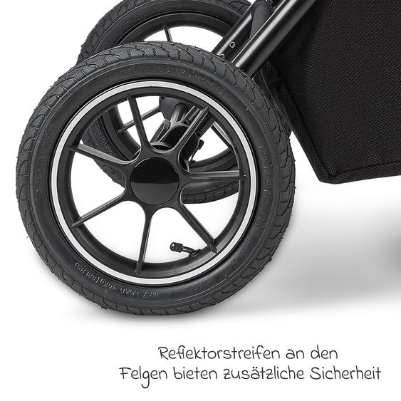 Osann Kombi-Kinderwagen Vamos bis 22 kg belastbar mit Luftreifen, Teleskopschieber, umsetzbare Sitzeinheit, Babywanne mit Matratze, Insektenschutz & Regenschutz - Cloud