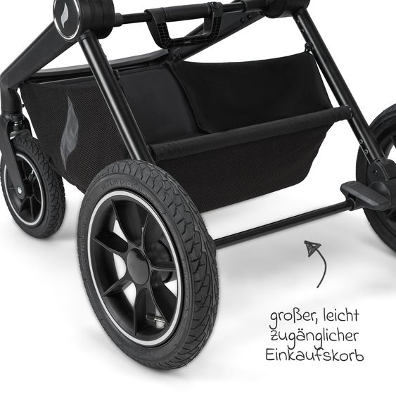 Osann Kombi-Kinderwagen Vamos bis 22 kg belastbar mit Luftreifen, Teleskopschieber, umsetzbare Sitzeinheit, Babywanne mit Matratze, Insektenschutz & Regenschutz - Cloud