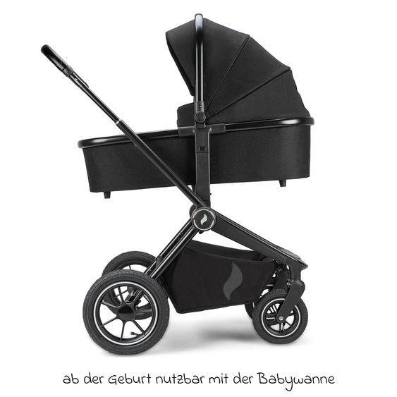Osann Kombi-Kinderwagen Vamos bis 22 kg belastbar mit Luftreifen, Teleskopschieber, umsetzbare Sitzeinheit, Babywanne mit Matratze, Insektenschutz & Regenschutz - Cloud