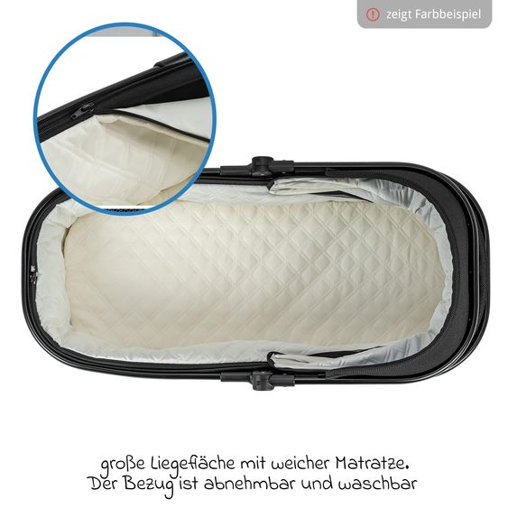 Osann Kombi-Kinderwagen Vamos bis 22 kg belastbar mit Luftreifen, Teleskopschieber, umsetzbare Sitzeinheit, Babywanne mit Matratze, Insektenschutz & Regenschutz - Cloud
