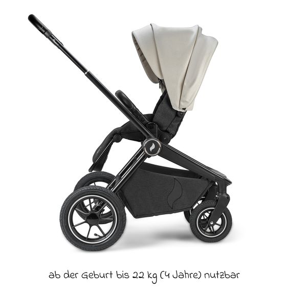 Osann Kombi-Kinderwagen Vamos bis 22 kg belastbar mit Luftreifen, Teleskopschieber, umsetzbare Sitzeinheit, Babywanne mit Matratze, Insektenschutz & Regenschutz - Elegance