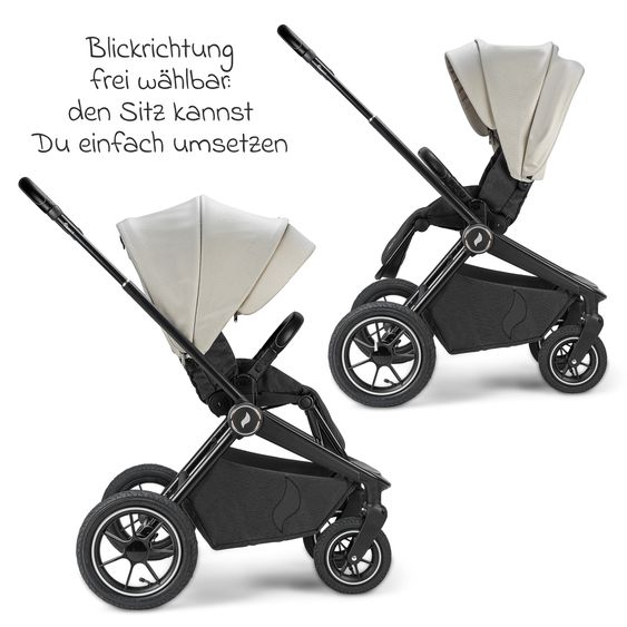 Osann Kombi-Kinderwagen Vamos bis 22 kg belastbar mit Luftreifen, Teleskopschieber, umsetzbare Sitzeinheit, Babywanne mit Matratze, Insektenschutz & Regenschutz - Elegance