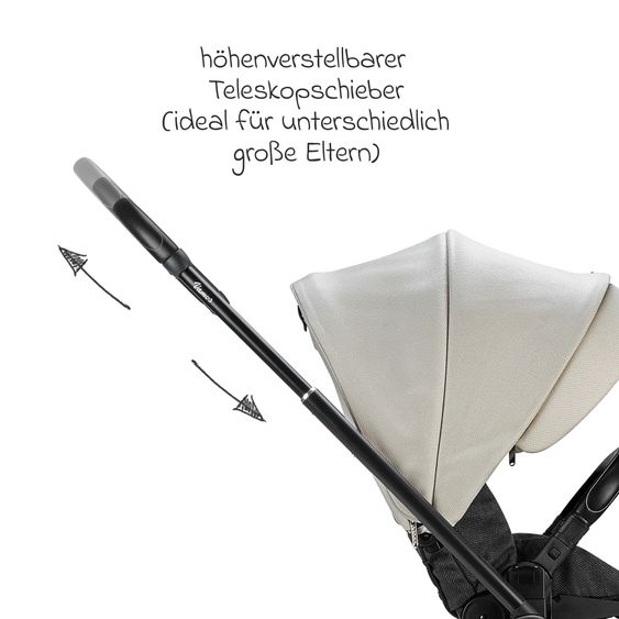 Osann Kombi-Kinderwagen Vamos bis 22 kg belastbar mit Luftreifen, Teleskopschieber, umsetzbare Sitzeinheit, Babywanne mit Matratze, Insektenschutz & Regenschutz - Elegance