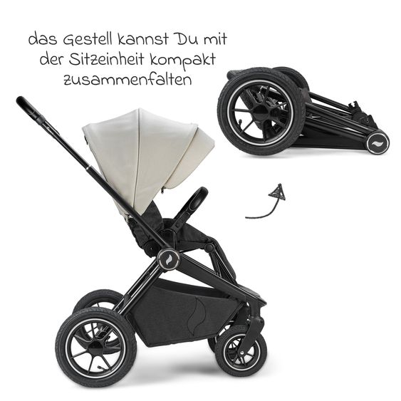 Osann Kombi-Kinderwagen Vamos bis 22 kg belastbar mit Luftreifen, Teleskopschieber, umsetzbare Sitzeinheit, Babywanne mit Matratze, Insektenschutz & Regenschutz - Elegance