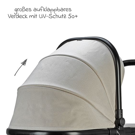 Osann Kombi-Kinderwagen Vamos bis 22 kg belastbar mit Luftreifen, Teleskopschieber, umsetzbare Sitzeinheit, Babywanne mit Matratze, Insektenschutz & Regenschutz - Elegance