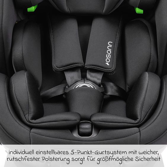 Osann Reboarder-Kindersitz Flame 360 i-Size drehbar ab Geburt - 12 Jahre (40 cm - 150 cm) inkl. Isofix-Basis - All Black