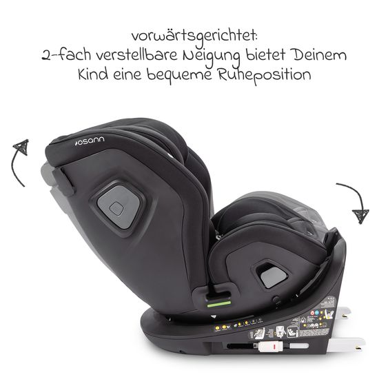 Osann Reboarder-Kindersitz Flame 360 i-Size drehbar ab Geburt - 12 Jahre (40 cm - 150 cm) inkl. Isofix-Basis - All Black