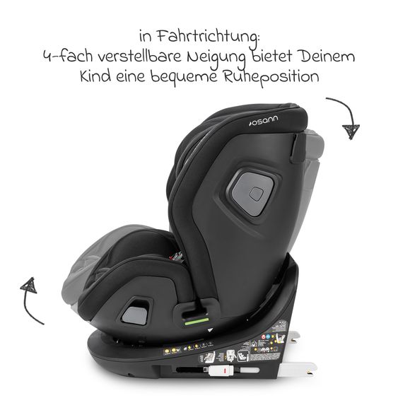 Osann Reboarder-Kindersitz Flame 360 i-Size drehbar ab Geburt - 12 Jahre (40 cm - 150 cm) inkl. Isofix-Basis - All Black